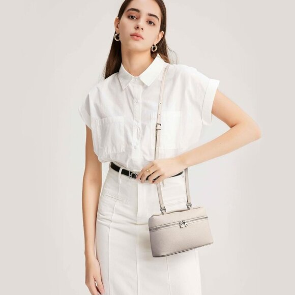 KALIDI Quiet Luxury Crossbody Bag in Apricot White - Chic & Spacious Style - Picture 2 of 6